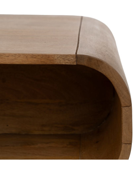 Table basse moderne arrondie 1 tiroir 1 niche en Bois de manguier Naturel Métal Noir Mahon - 10