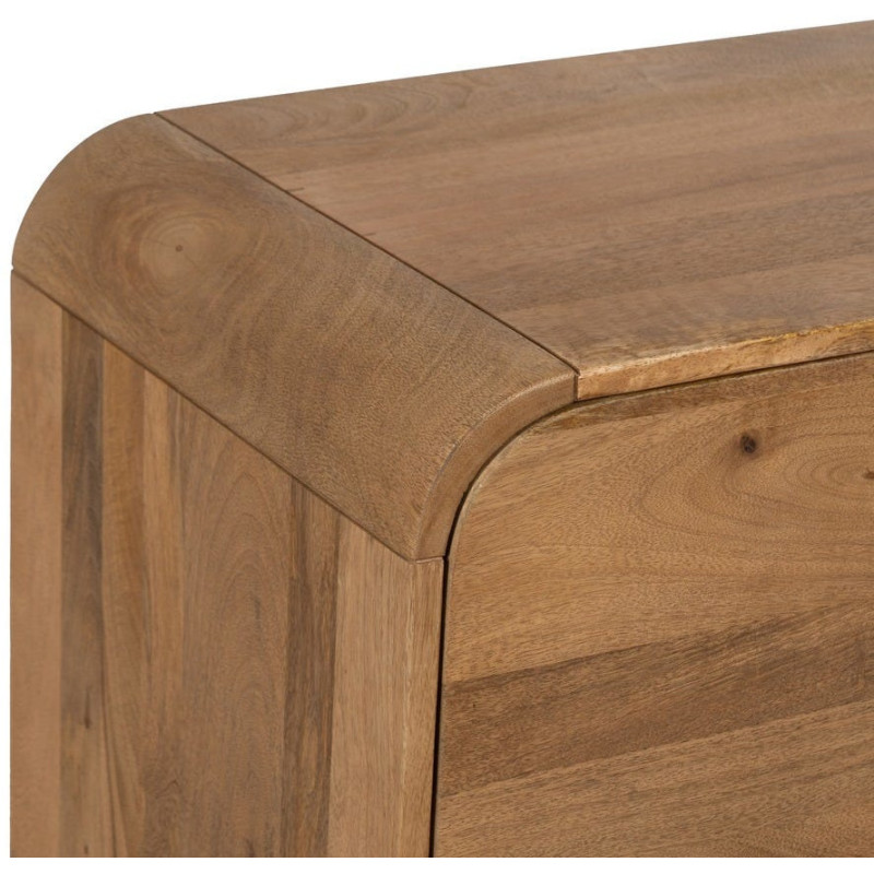 Buffet moderne arrondi 1 porte 3 tiroirs en Bois de manguier Naturel Métal Noir Mahon - 3