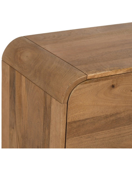 Buffet moderne arrondi 1 porte 3 tiroirs en Bois de manguier Naturel Métal Noir Mahon - 3