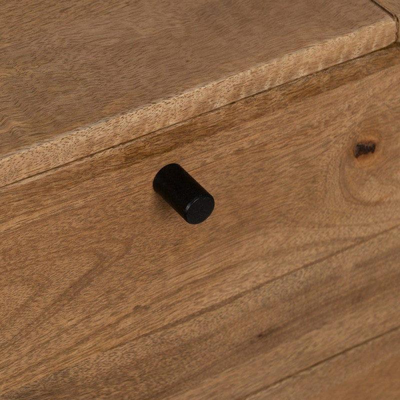 Buffet moderne arrondi 1 porte 3 tiroirs en Bois de manguier Naturel Métal Noir Mahon - 7