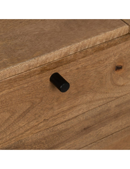 Buffet moderne arrondi 1 porte 3 tiroirs en Bois de manguier Naturel Métal Noir Mahon - 7