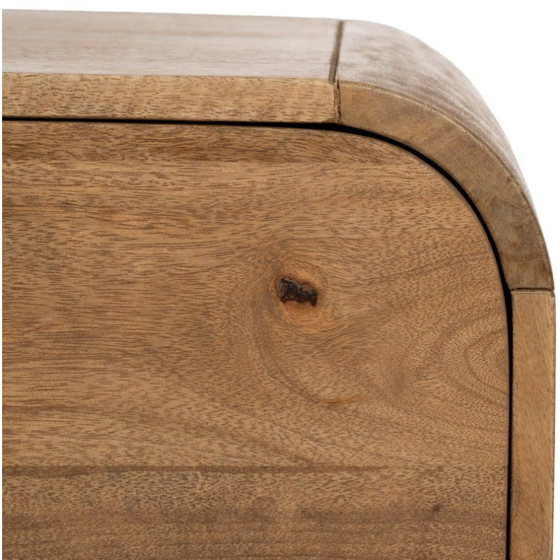 Buffet moderne arrondi 1 porte 3 tiroirs en Bois de manguier Naturel Métal Noir Mahon - 8