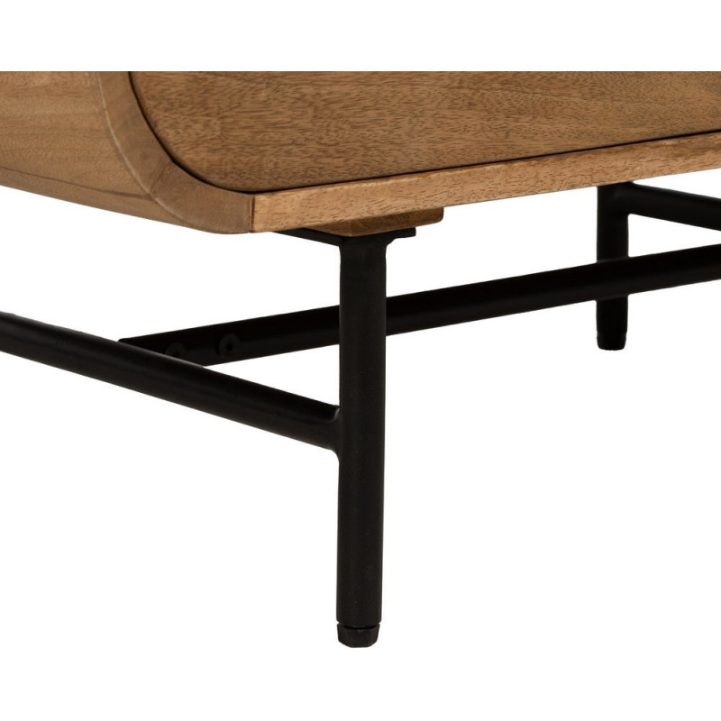 Buffet moderne arrondi 1 porte 3 tiroirs en Bois de manguier Naturel Métal Noir Mahon - 10