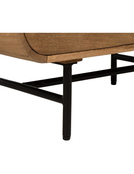 Buffet moderne arrondi 1 porte 3 tiroirs en Bois de manguier Naturel Métal Noir Mahon - 10