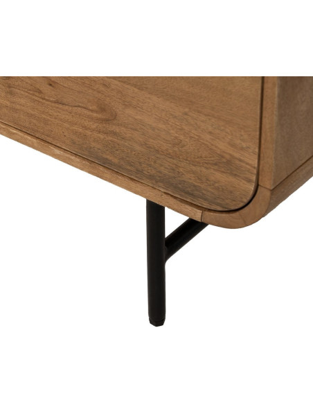 Buffet moderne arrondi 1 porte 3 tiroirs en Bois de manguier Naturel Métal Noir Mahon - 11