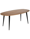 Table à manger moderne Ovale 6 personnes en Bois de manguier Naturel Métal Noir Mahon