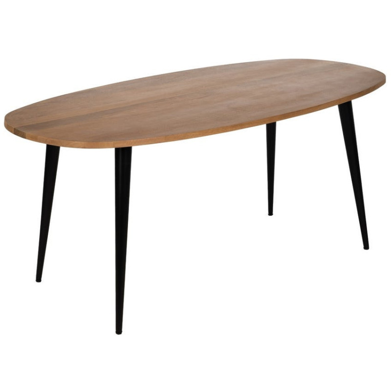 Table à manger moderne Ovale 6 personnes en Bois de manguier Naturel Métal Noir Mahon - 1
