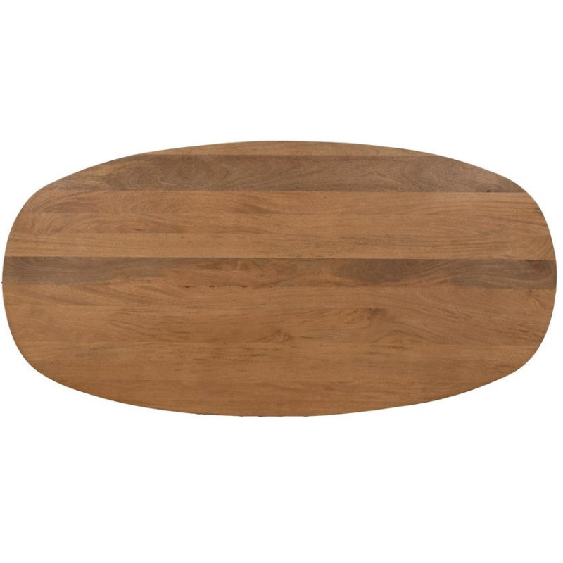 Table à manger moderne Ovale 6 personnes en Bois de manguier Naturel Métal Noir Mahon - 5