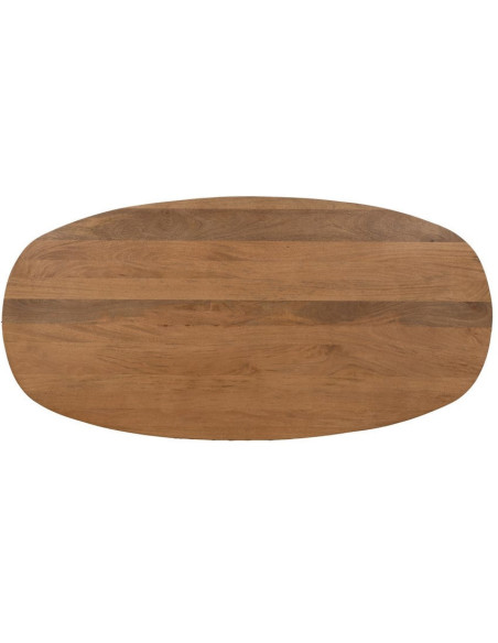 Table à manger moderne Ovale 6 personnes en Bois de manguier Naturel Métal Noir Mahon - 5
