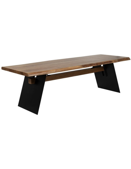 Grande Table à manger industrielle Rectangulaire 10 personnes en Bois d'acacia Naturel Métal Noir Itana - 1