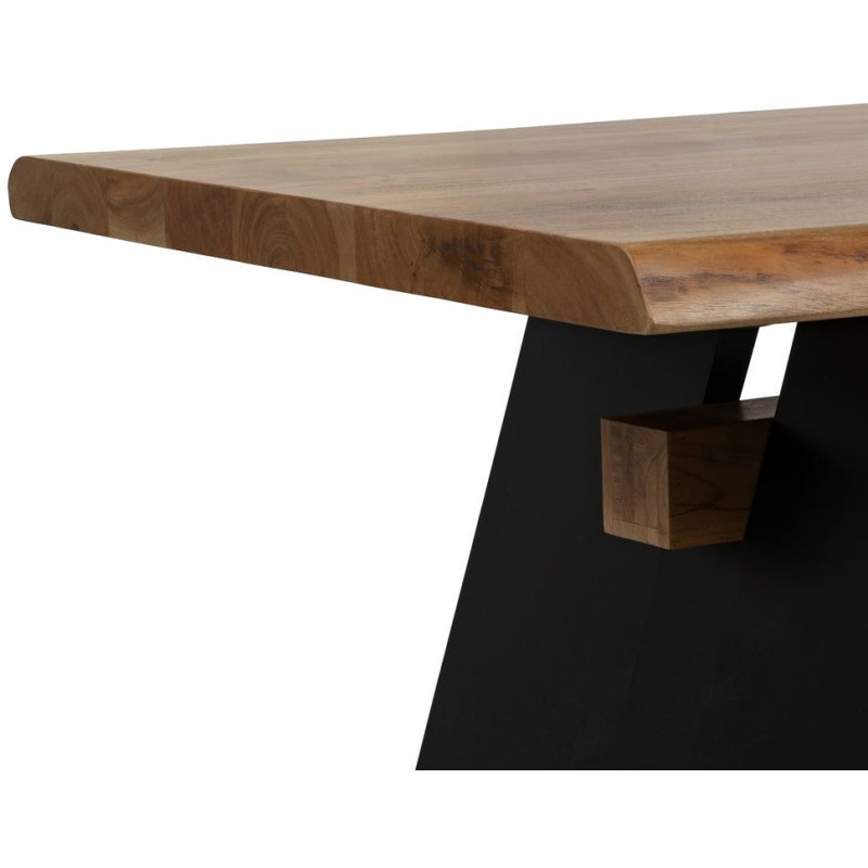 Grande Table à manger industrielle Rectangulaire 10 personnes en Bois d'acacia Naturel Métal Noir Itana - 5