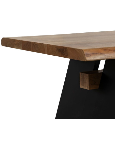 Grande Table à manger industrielle Rectangulaire 10 personnes en Bois d'acacia Naturel Métal Noir Itana - 5