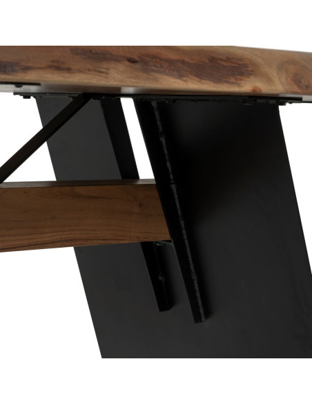 Grande Table à manger industrielle Rectangulaire 10 personnes en Bois d'acacia Naturel Métal Noir Itana - 6