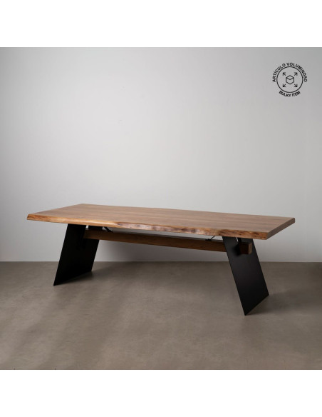 Grande Table à manger industrielle Rectangulaire 10 personnes en Bois d'acacia Naturel Métal Noir Itana - 10