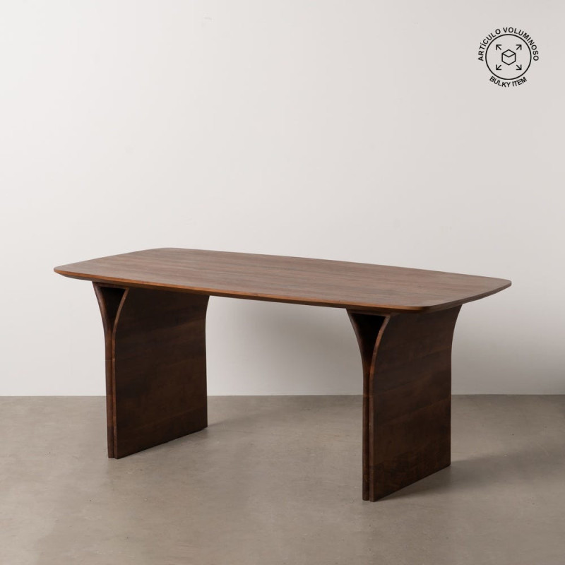 Table à manger moderne chic Rectangulaire 6 personnes en Bois d'acacia Marron foncé Naziel - 9