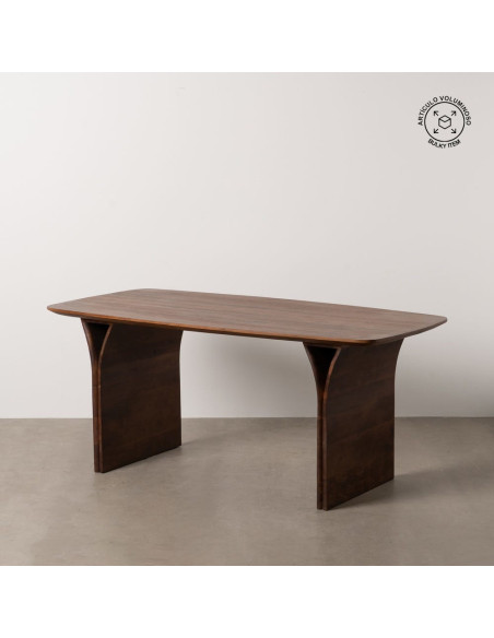 Table à manger moderne chic Rectangulaire 6 personnes en Bois d'acacia Marron foncé Naziel - 9