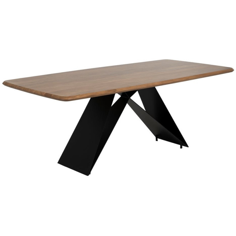 Table à manger industrielle Rectangulaire 8 personnes en Bois d'acacia Naturel Métal Noir Naira - 1