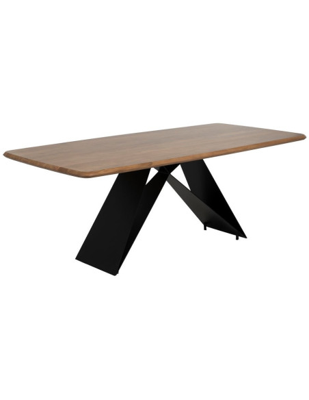 Table à manger industrielle Rectangulaire 8 personnes en Bois d'acacia Naturel Métal Noir Naira - 1