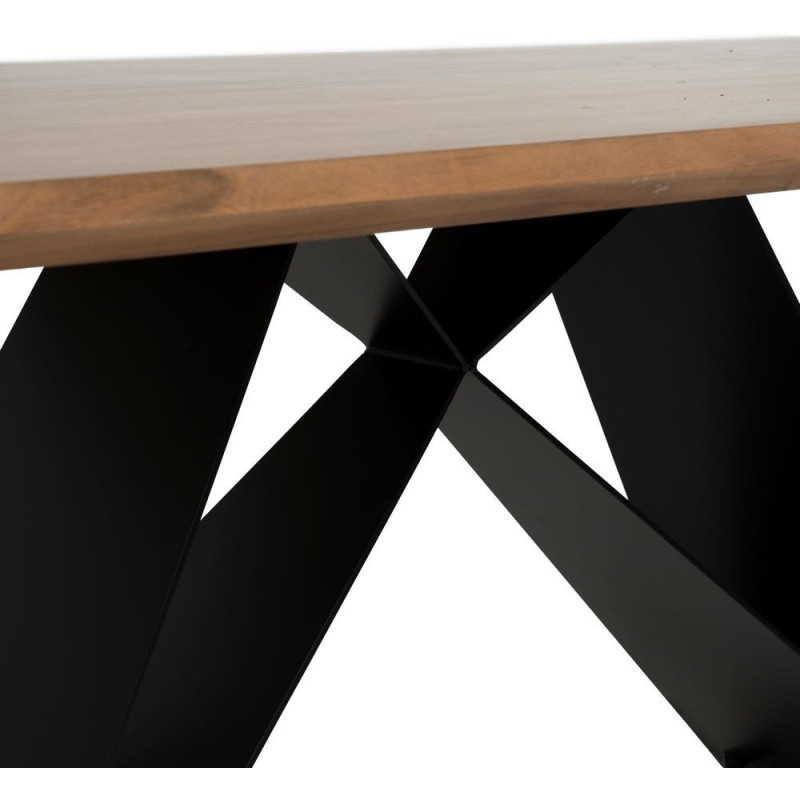 Table à manger industrielle Rectangulaire 8 personnes en Bois d'acacia Naturel Métal Noir Naira - 5
