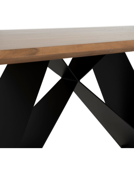 Table à manger industrielle Rectangulaire 8 personnes en Bois d'acacia Naturel Métal Noir Naira - 5
