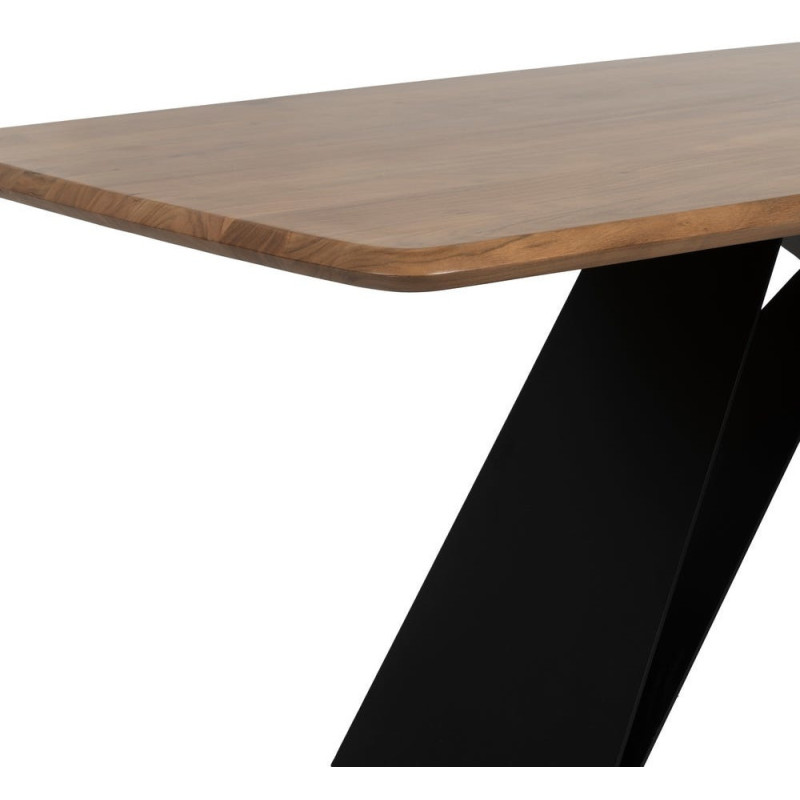 Table à manger industrielle Rectangulaire 8 personnes en Bois d'acacia Naturel Métal Noir Naira - 6