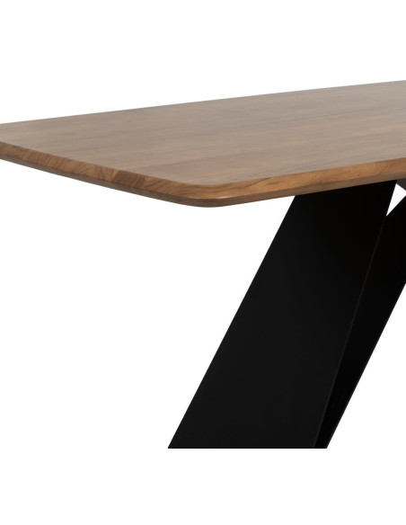 Table à manger industrielle Rectangulaire 8 personnes en Bois d'acacia Naturel Métal Noir Naira - 6