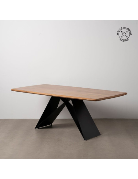 Table à manger industrielle Rectangulaire 8 personnes en Bois d'acacia Naturel Métal Noir Naira - 10