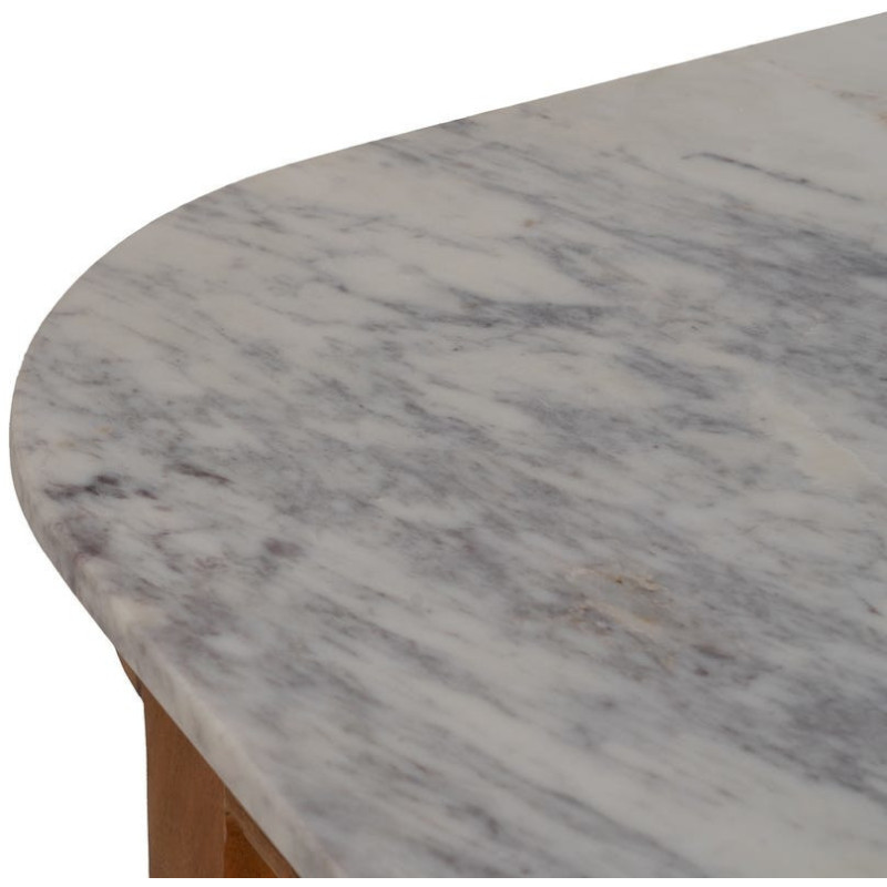 Ilot central de cuisine moderne 12 tiroirs 4 étagères en Bois d'acacia Naturel Marbre Blanc Verre Transparent Wilan - 3