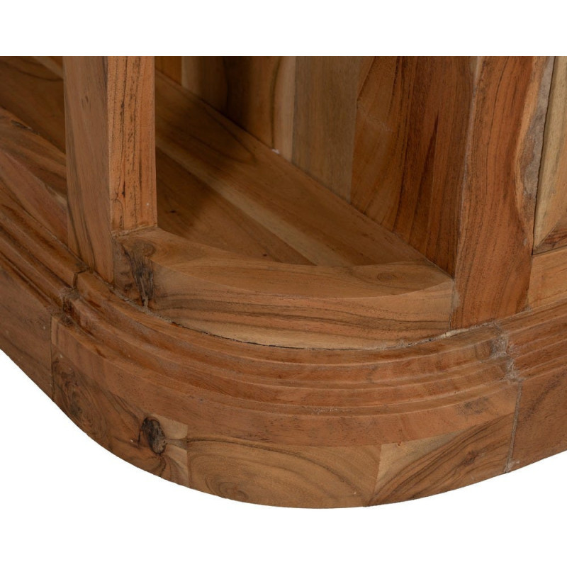 Ilot central de cuisine moderne 12 tiroirs 4 étagères en Bois d'acacia Naturel Marbre Blanc Verre Transparent Wilan - 10