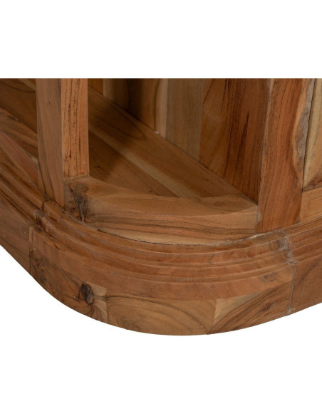 Ilot central de cuisine moderne 12 tiroirs 4 étagères en Bois d'acacia Naturel Marbre Blanc Verre Transparent Wilan - 10
