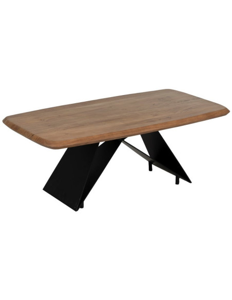 Grande Table basse industrielle Rectangulaire en Bois d'acacia Naturel Métal Noir Naira - 1