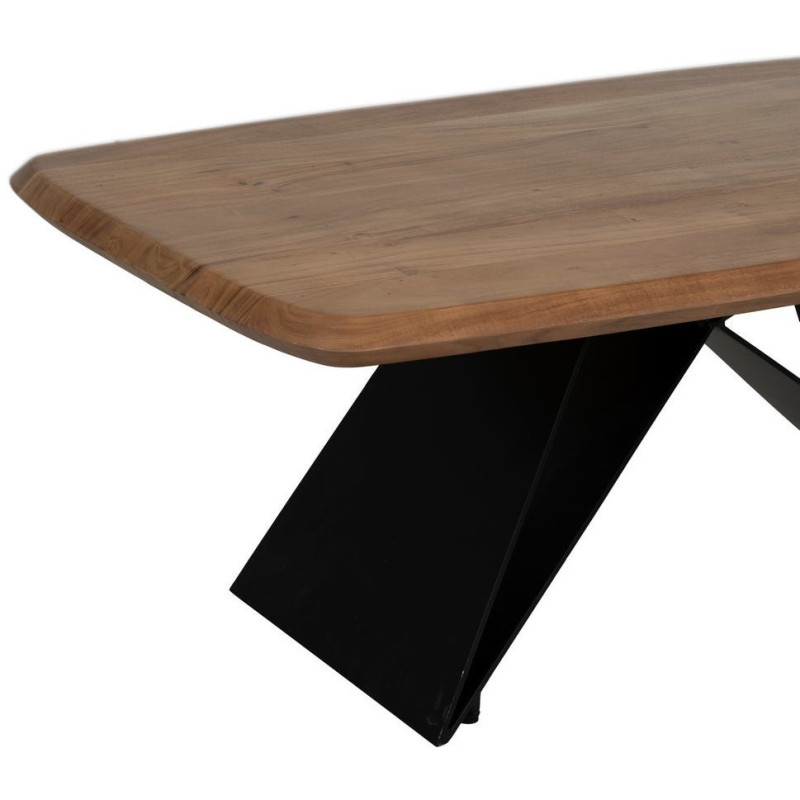 Grande Table basse industrielle Rectangulaire en Bois d'acacia Naturel Métal Noir Naira - 6