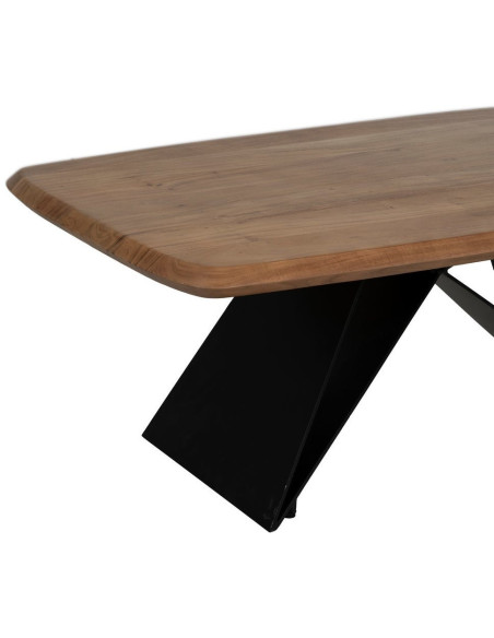 Grande Table basse industrielle Rectangulaire en Bois d'acacia Naturel Métal Noir Naira - 6