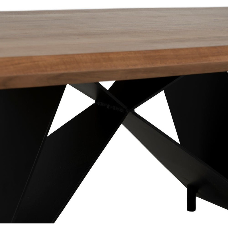 Grande Table basse industrielle Rectangulaire en Bois d'acacia Naturel Métal Noir Naira - 7
