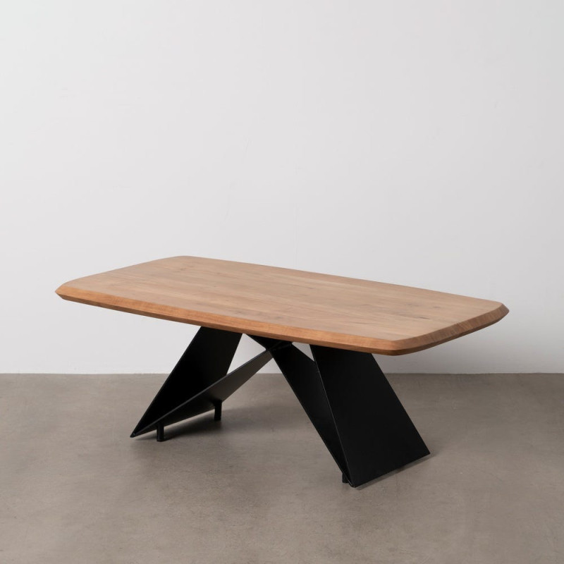 Grande Table basse industrielle Rectangulaire en Bois d'acacia Naturel Métal Noir Naira - 10