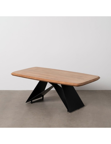 Grande Table basse industrielle Rectangulaire en Bois d'acacia Naturel Métal Noir Naira - 10