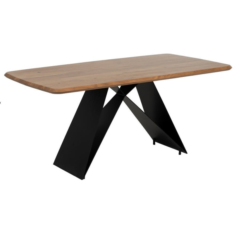 Table à manger industrielle Rectangulaire 6 personnes en Bois d'acacia Naturel Métal Noir Naira - 1