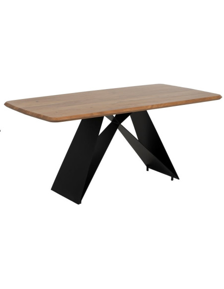 Table à manger industrielle Rectangulaire 6 personnes en Bois d'acacia Naturel Métal Noir Naira - 1