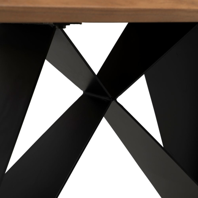 Table à manger industrielle Rectangulaire 6 personnes en Bois d'acacia Naturel Métal Noir Naira - 5