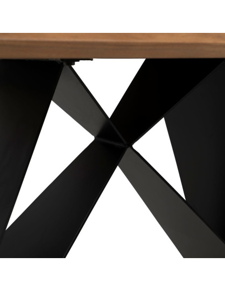 Table à manger industrielle Rectangulaire 6 personnes en Bois d'acacia Naturel Métal Noir Naira - 5