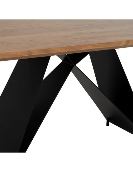Table à manger industrielle Rectangulaire 6 personnes en Bois d'acacia Naturel Métal Noir Naira - 6