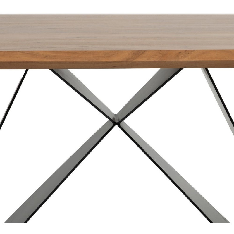 Table à manger industrielle Rectangulaire 6 personnes en Bois d'acacia Naturel Métal Noir Naira - 7
