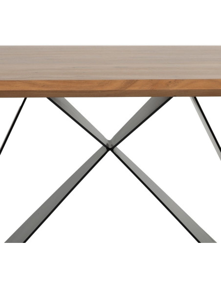 Table à manger industrielle Rectangulaire 6 personnes en Bois d'acacia Naturel Métal Noir Naira - 7