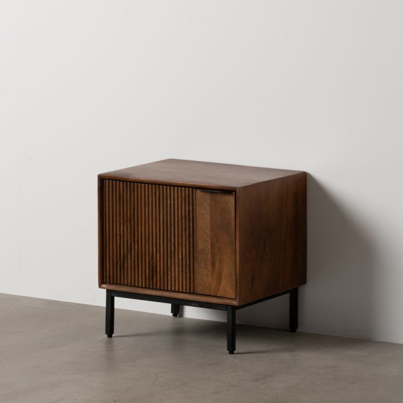 Chevet moderne 1 porte en Bois de manguier Marron Métal Noir Talaia - 2