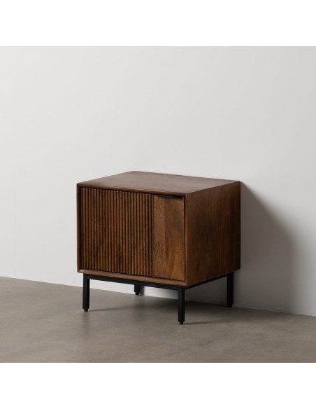 Chevet moderne 1 porte en Bois de manguier Marron Métal Noir Talaia - 2
