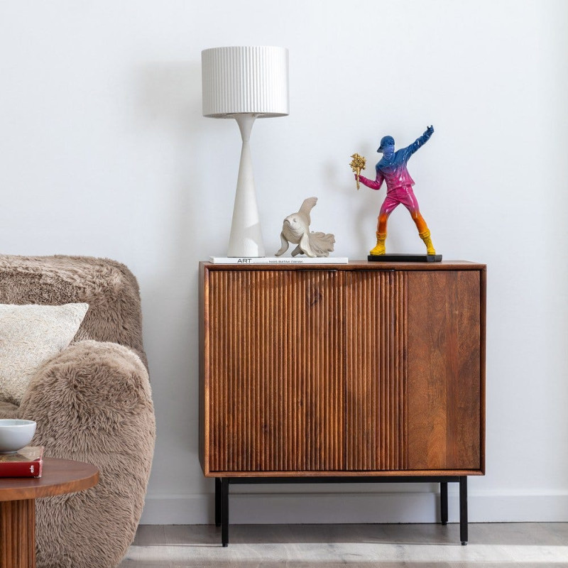 Buffet moderne 2 portes en Bois de manguier Marron Métal Noir Talaia - 2