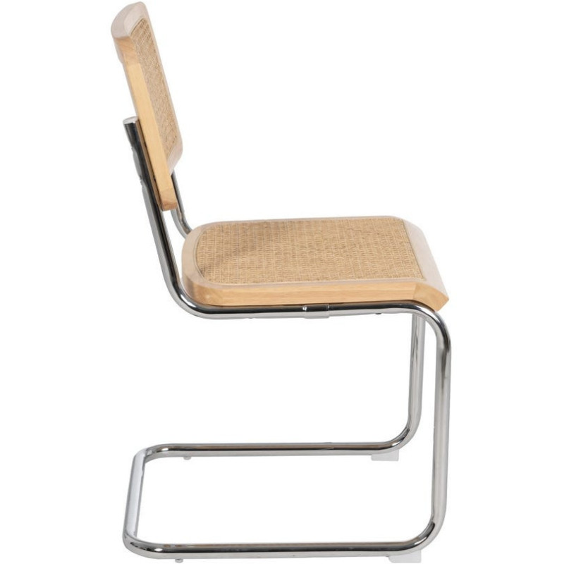 Chaise vintage en Bois d'hévéa Rotin Naturel Cannage Métal Argenté Karia - 2