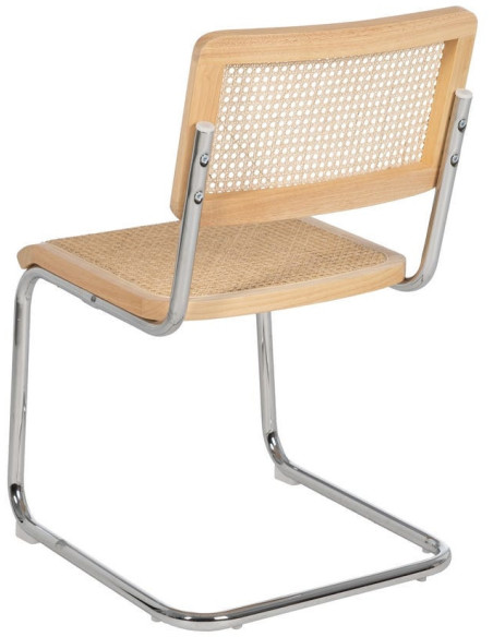 Chaise vintage en Bois d'hévéa Rotin Naturel Cannage Métal Argenté Karia - 3