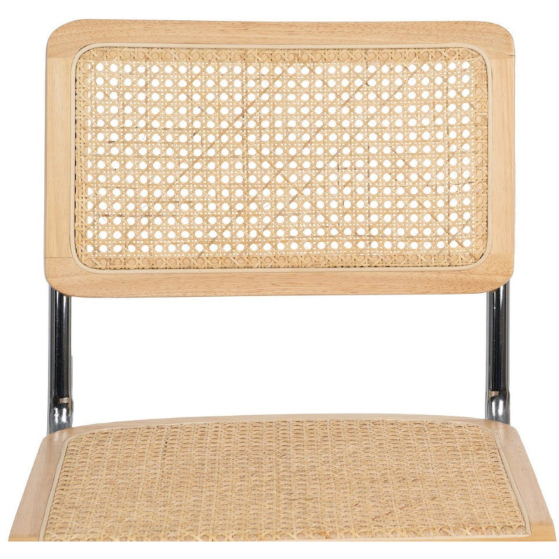 Chaise vintage en Bois d'hévéa Rotin Naturel Cannage Métal Argenté Karia - 4