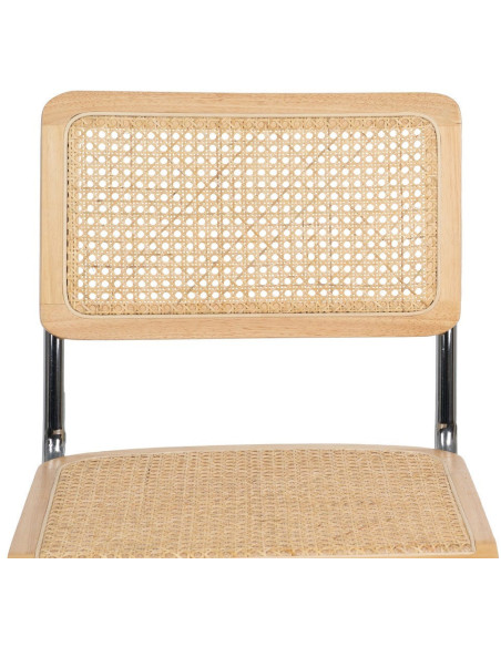 Chaise vintage en Bois d'hévéa Rotin Naturel Cannage Métal Argenté Karia - 4